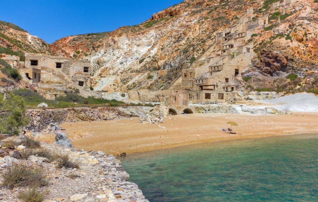 Abandoned sulphur mines, Milos island, Cyclades, Greece